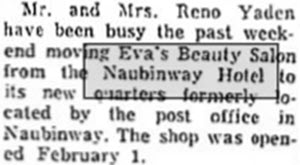 Naubinway Hotel & Cafe (Naubinway Inn) - Feb 1966 Ad On Beauty Salon Move